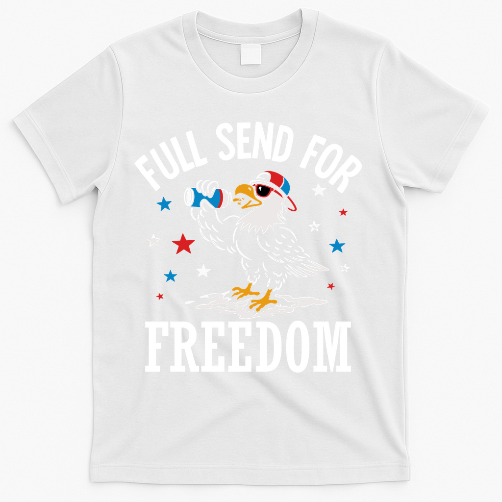 Full Send For Freedom Patriotic Eagle T-Shirt - White