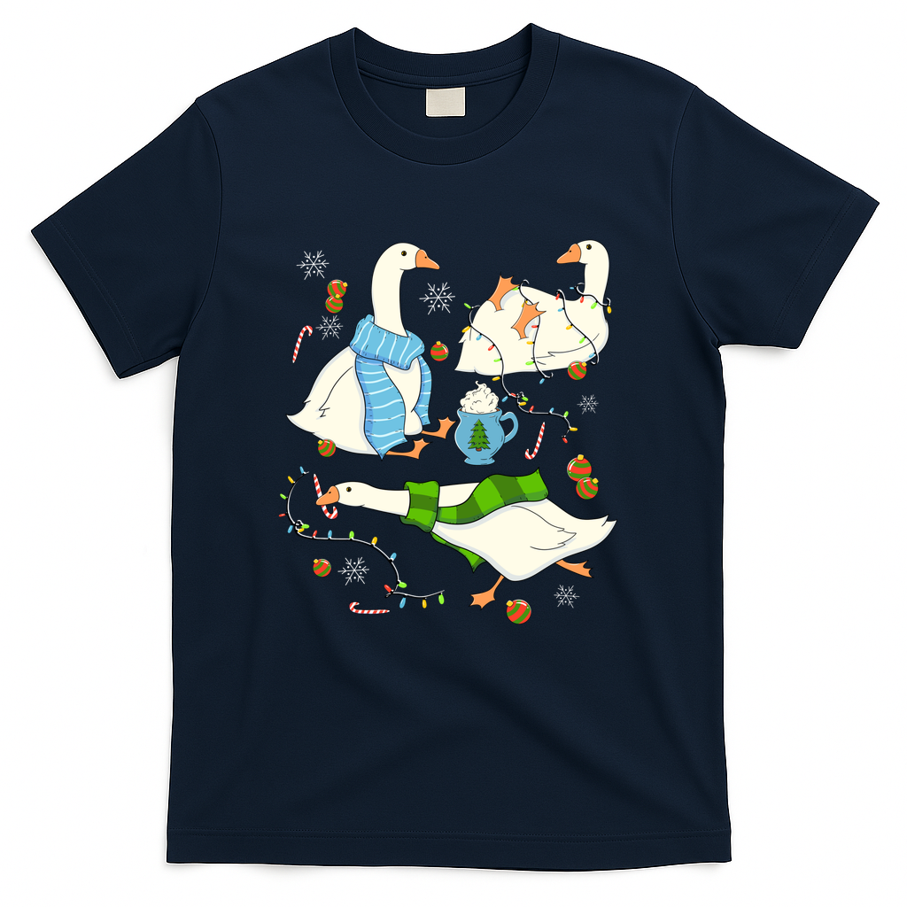 Festive Silly Geese - Navy