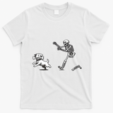 Funny Skeleton Halloween Dog Skeleton Chasing Dog Gift T-Shirt - White