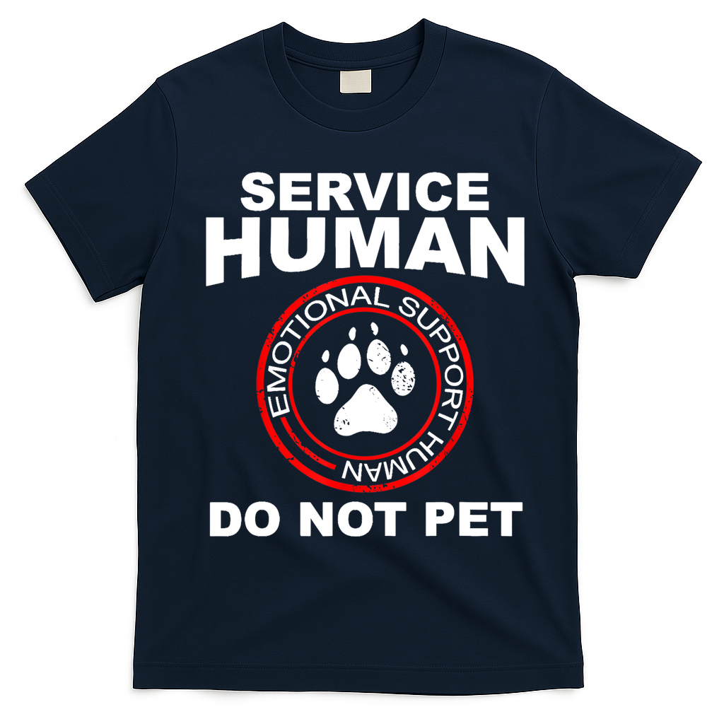 Funny Service Human Gift Funny Dog Owner Emotional Support Human T-Shirt - Navy Blue