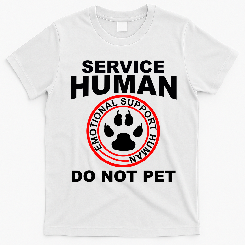 Funny Service Human Gift Funny Dog Owner Emotional Support Human T-Shirt - White