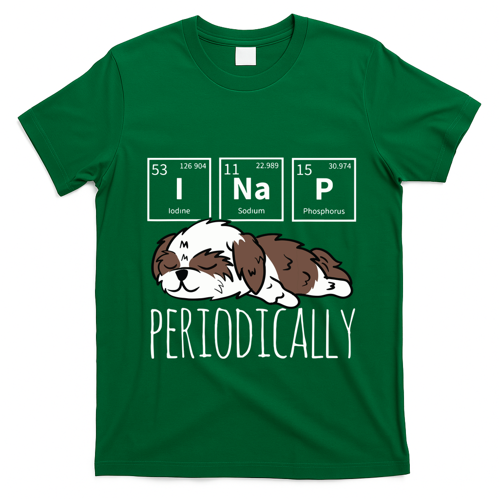 Funny Science I NAP Periodic Table Meme Meh Shih Tzu Dog T-Shirt - Irish Green
