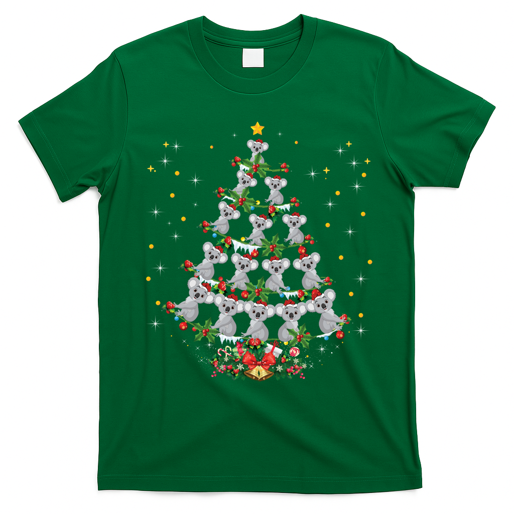 Funny Santa Koala Xmas Gift Koala Christmas Tree Long Sleeve T-Shirt - Irish Green