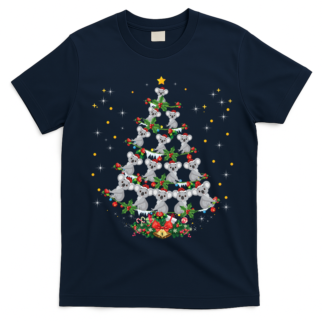 Funny Santa Koala Xmas Gift Koala Christmas Tree Long Sleeve T-Shirt - Navy Blue