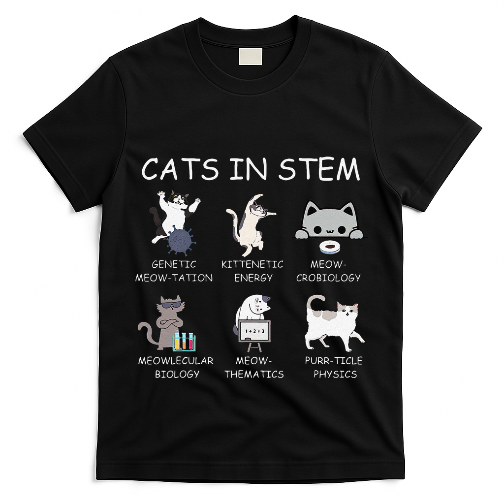 Funny Science Meme Cats In Stem Scientist Nerd Cat Lover T-Shirt