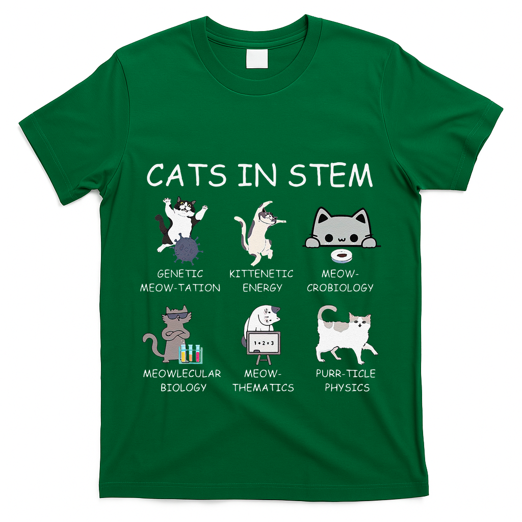 Funny Science Meme Cats In Stem Scientist Nerd Cat Lover T-Shirt