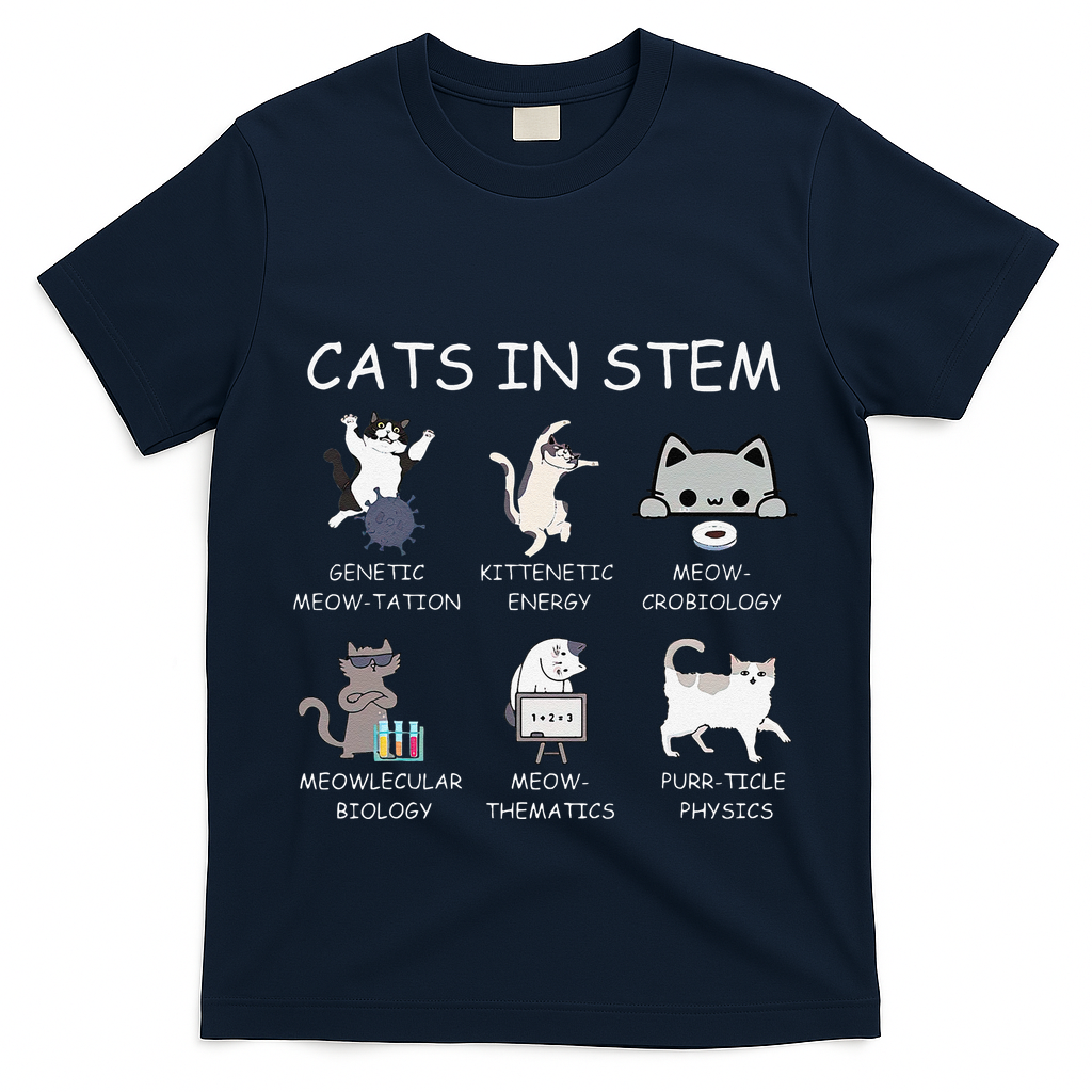 Funny Science Meme Cats In Stem Scientist Nerd Cat Lover T-Shirt