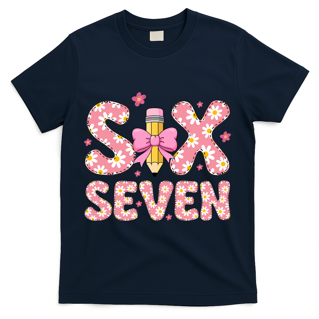 Funny Six Seven 6-7 Meme 67 Teacher  T-Shirt - Navy
