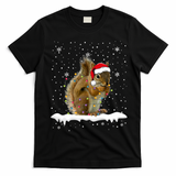 Funny Santa Squirrel Christmas Lights Animals Lover Gift T-Shirt - Black