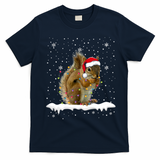 Funny Santa Squirrel Christmas Lights Animals Lover Gift T-Shirt - Navy Blue