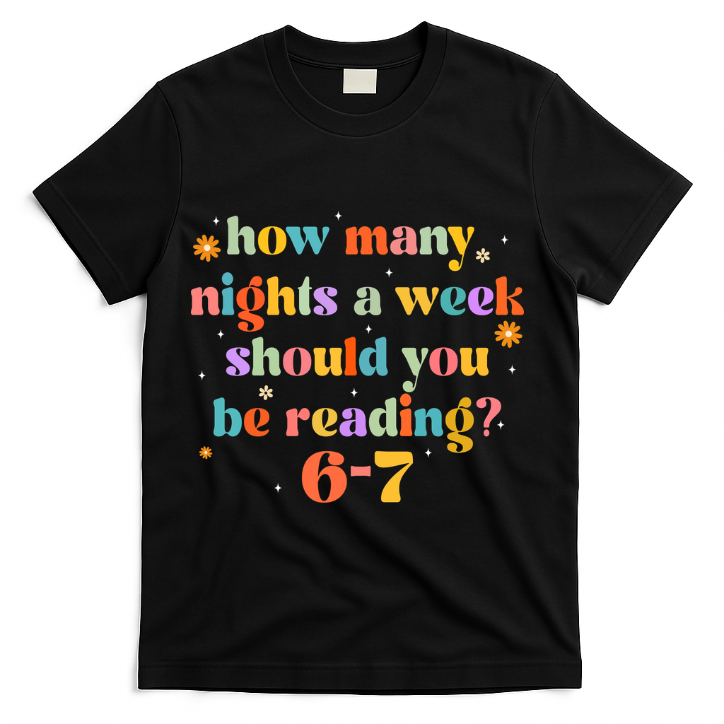 Funny Six Seven 6 7 Meme Teacher Reading Books 6-7 T-Shirt - Black