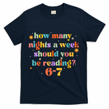 Funny Six Seven 6 7 Meme Teacher Reading Books 6-7 T-Shirt - Navy