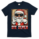 Funny Six Seven Meme Christmas Cool Santa Saying  T-Shirt - Navy Blue