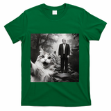 Funny Surprised Scared Cat Selfie With D.Trump T-Shirt - Green