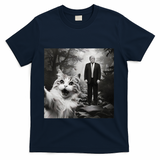 Funny Surprised Scared Cat Selfie With D.Trump T-Shirt - Navy