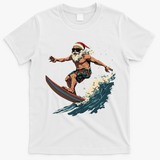 Fun Surfing Santa Christmas Santa Catching Waves Surf Lover T-Shirt - White
