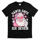 Funny Santa Says Six Seven Christmas 67 Meme Xmas T-Shirt - Black