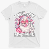 Funny Santa Says Six Seven Christmas 67 Meme Xmas T-Shirt - White