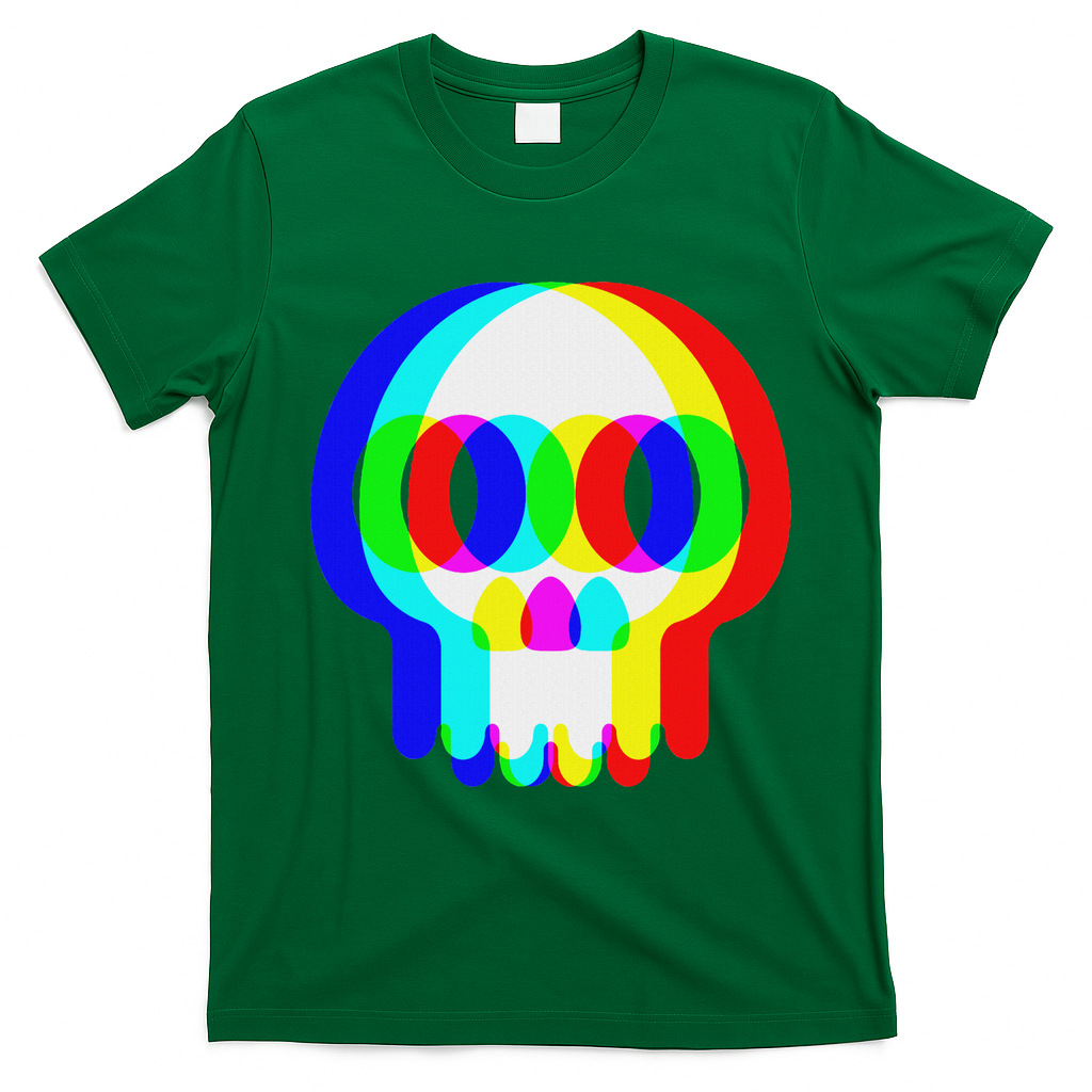 Funny Skull Trippy Vaporwave Halloween Techno Rave Edm Party T-Shirt - Irish Green