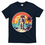 Funny Summer Time Surfing Astronaut T-Shirt - Navy