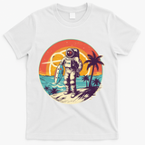 Funny Summer Time Surfing Astronaut T-Shirt - White