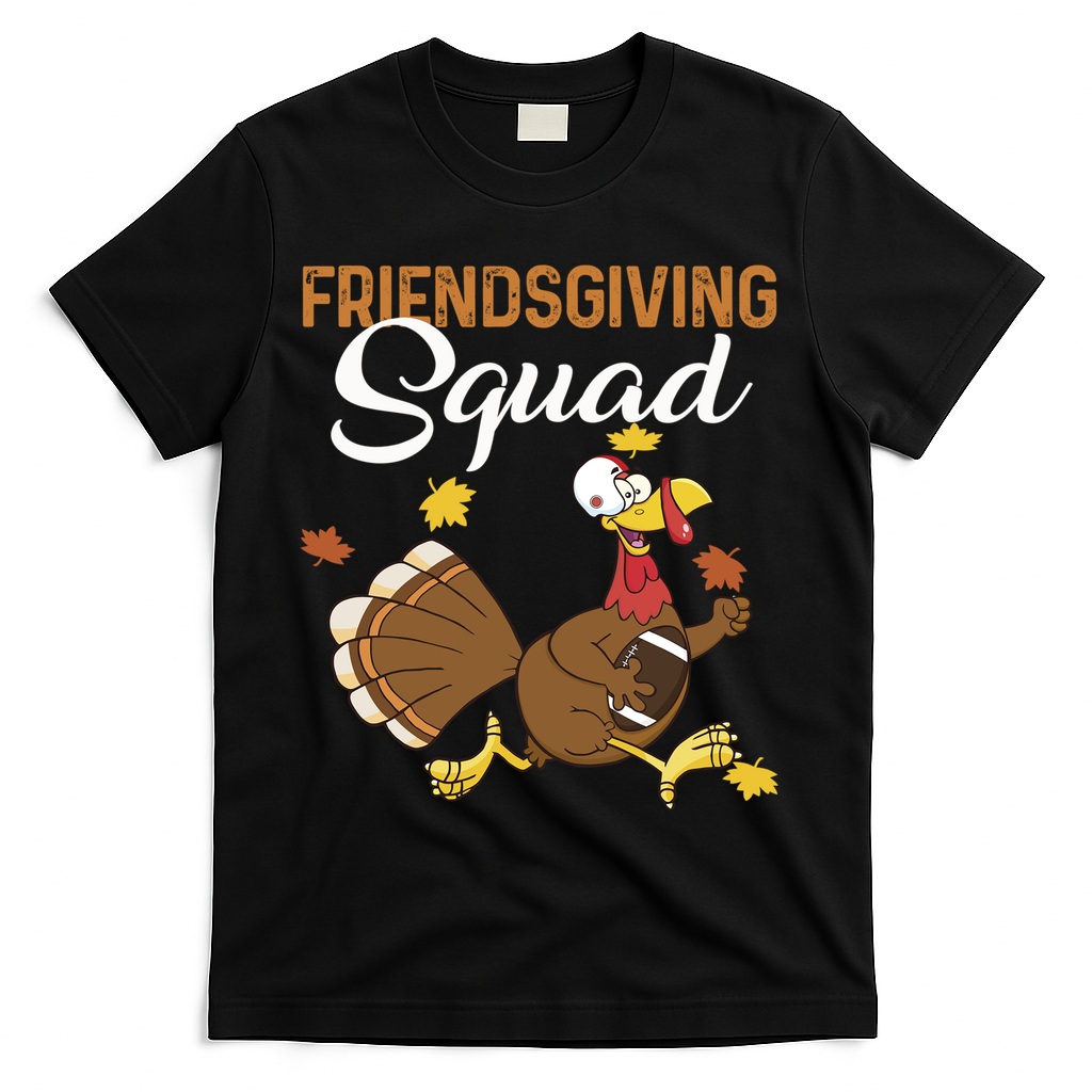 Friendsgiving Squad Thanksgiving Party Run Football Turkey Cute Gift T-Shirt - Black