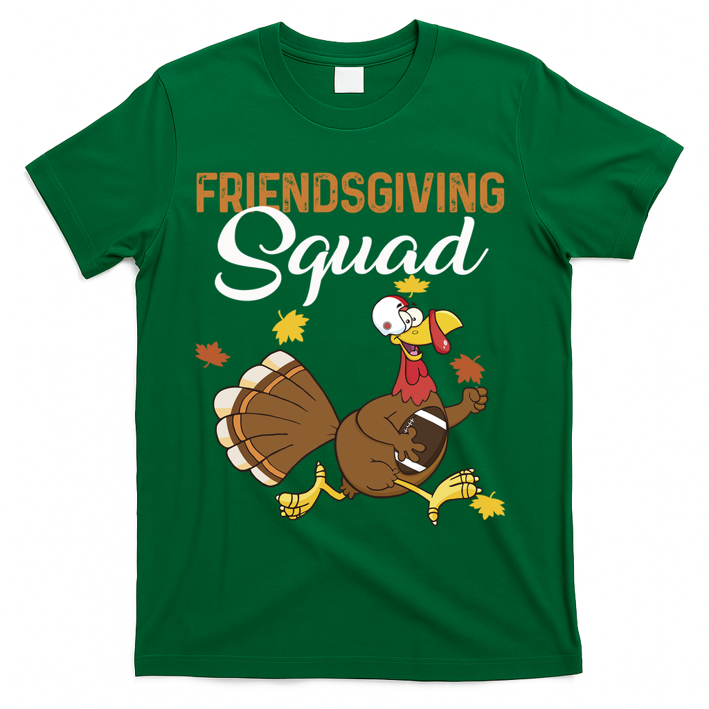 Friendsgiving Squad Thanksgiving Party Run Football Turkey Cute Gift T-Shirt - Green