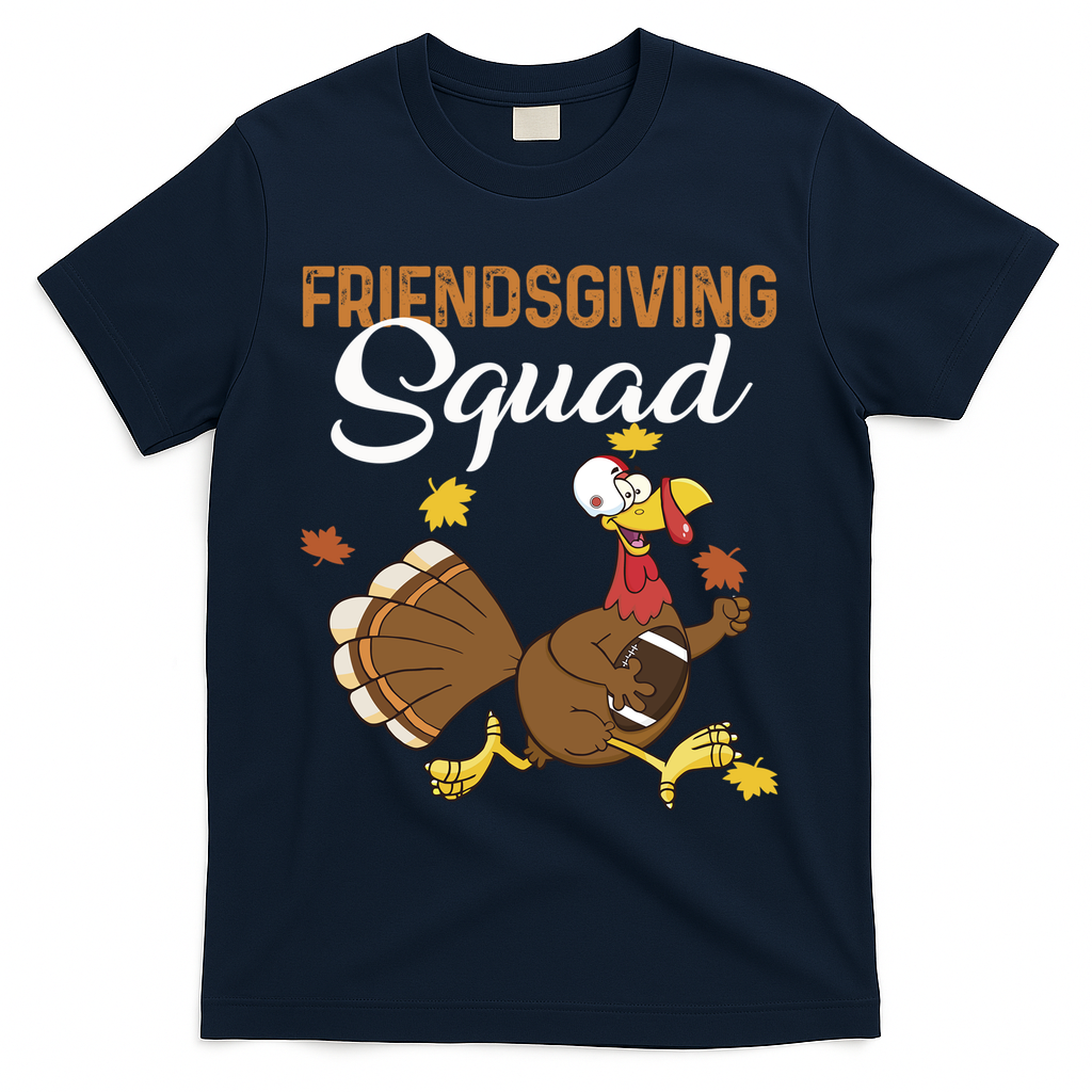 Friendsgiving Squad Thanksgiving Party Run Football Turkey Cute Gift T-Shirt - Navy