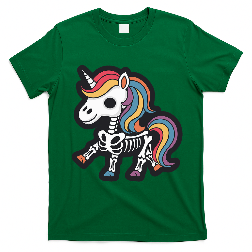 Funny Skeleton Unicorn Lovers Spooky Halloween Costume T-Shirt - Irish Green