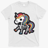 Funny Skeleton Unicorn Lovers Spooky Halloween Costume T-Shirt - White