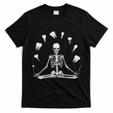 Funny Skeleton Yoga Dental Hygienist Tooth Dentist Halloween T-Shirt - Black