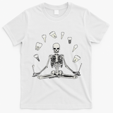 Funny Skeleton Yoga Dental Hygienist Tooth Dentist Halloween T-Shirt - White