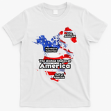 Funny Trump American Flag Canada Greenland Gulf Map On Back T-Shirt - White
