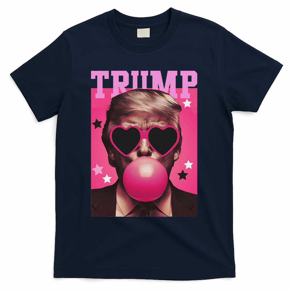 Funny Trump B.U.B.B.L.E Gum Sunglass Heart T-Shirt - Navy