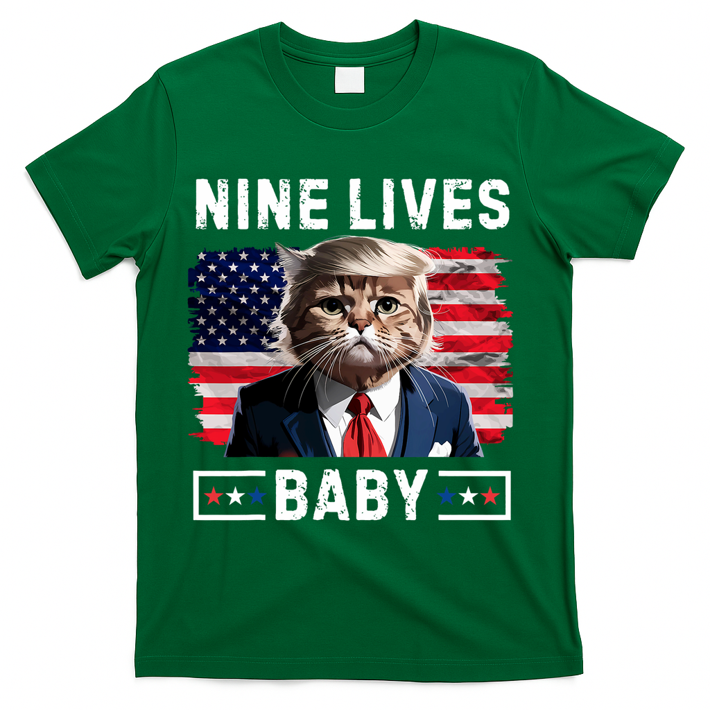 Funny Trump Cat 9 Lives Baby Nine Lives Cat T-Shirt - Green