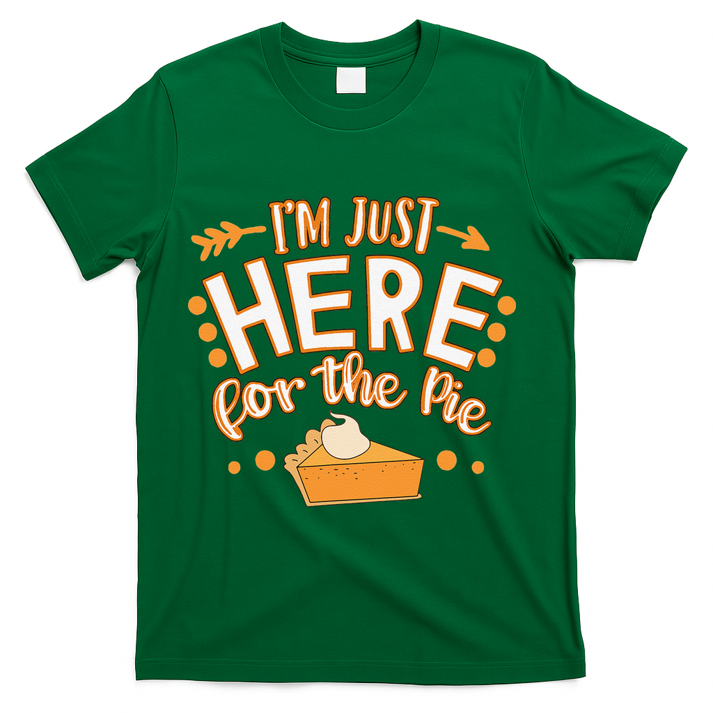 Fun Thanksgiving Design Im Just Here For The Pie T-Shirt - Green