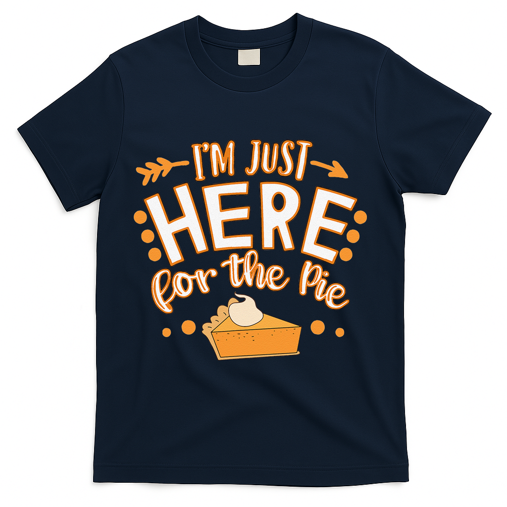 Fun Thanksgiving Design Im Just Here For The Pie T-Shirt - Navy