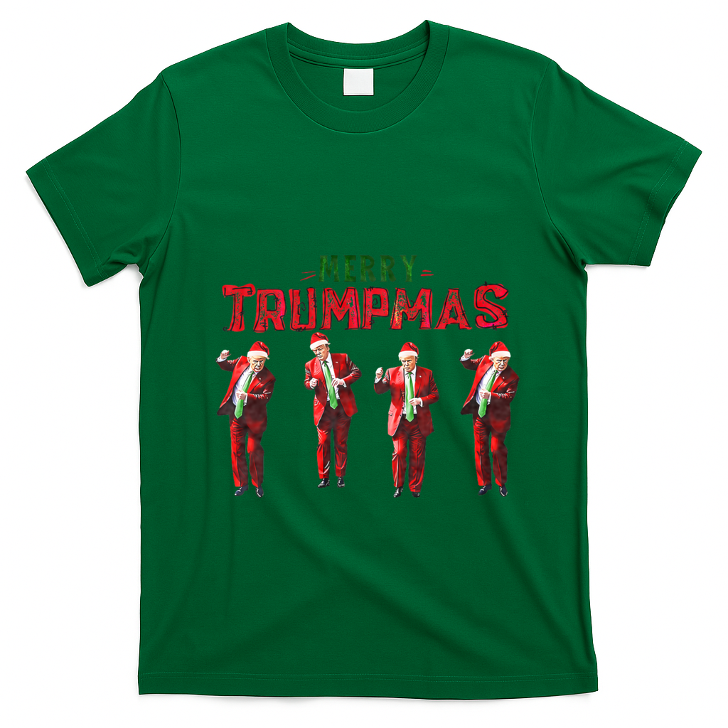 Funny Trump Dance Santa Claus Merry Trumpmas Christmas T-Shirt - Irish Green