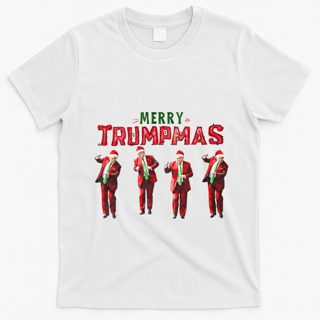 Funny Trump Dance Santa Claus Merry Trumpmas Christmas T-Shirt - White