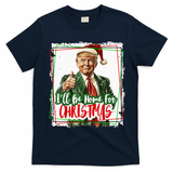 Funny Trump Daddys Home Christmas Again 2024 2028 T-Shirt - Navy Blue