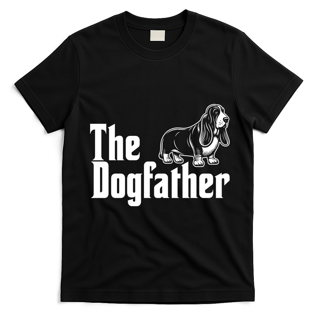 Funny The Dogfather Bassett Hound Lover T-Shirt - Black