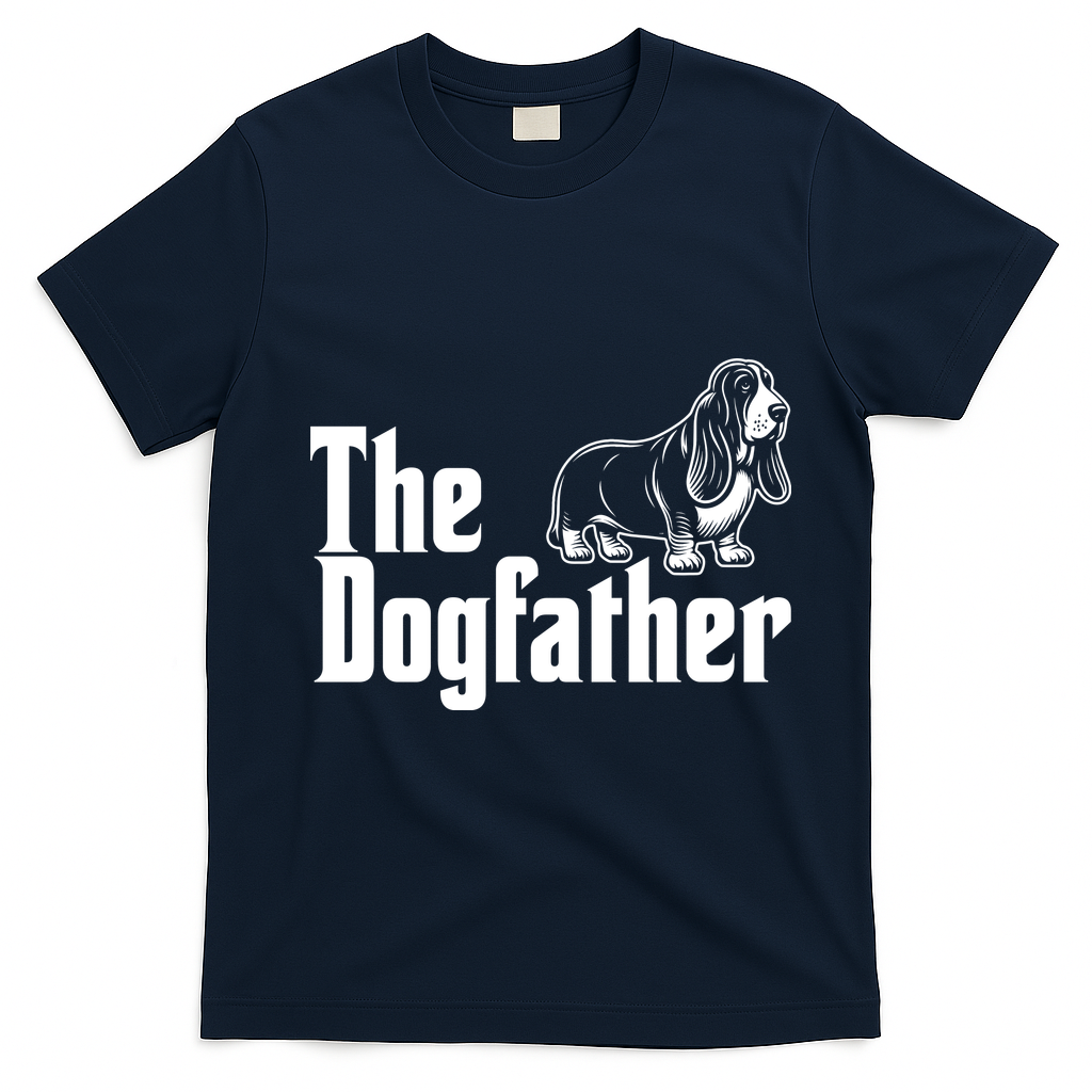 Funny The Dogfather Bassett Hound Lover T-Shirt - Navy Blue