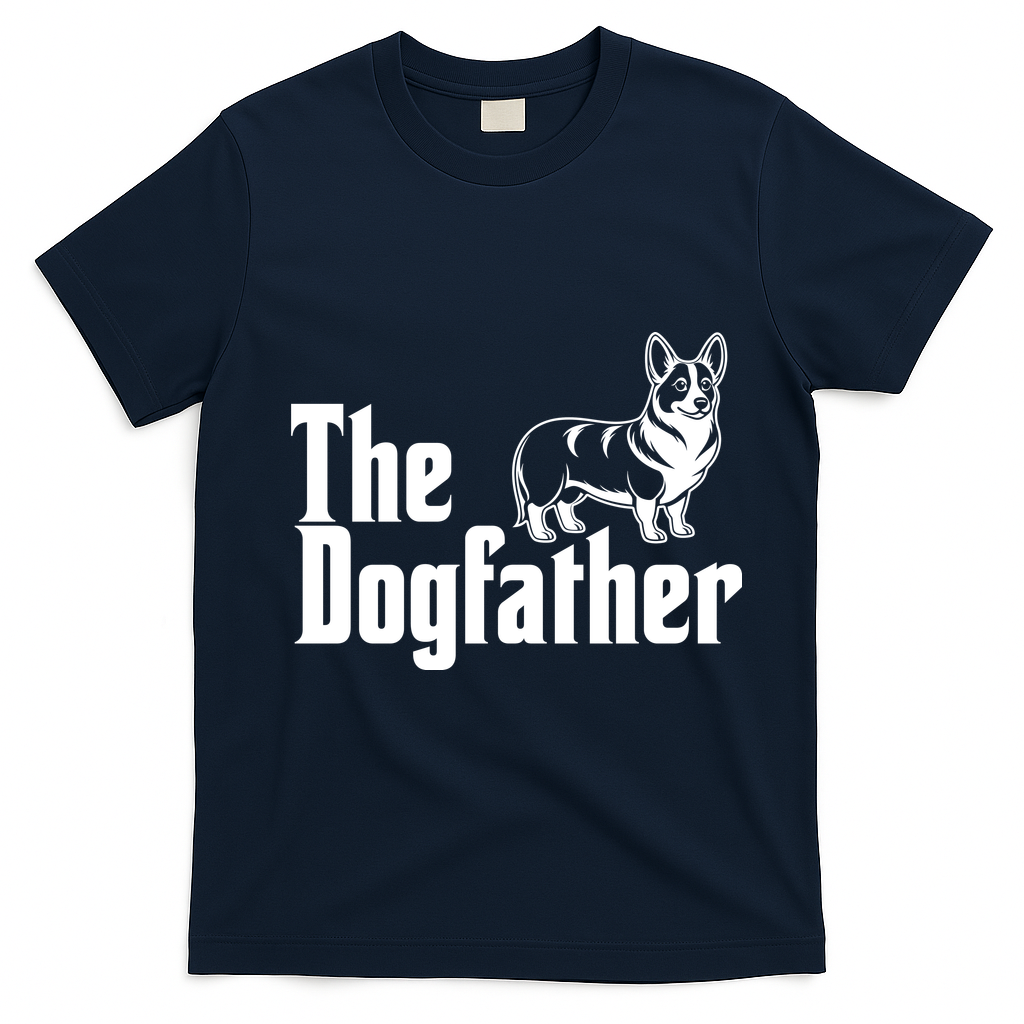 Funny The Dogfather Corgi Lover T-Shirt - Navy Blue