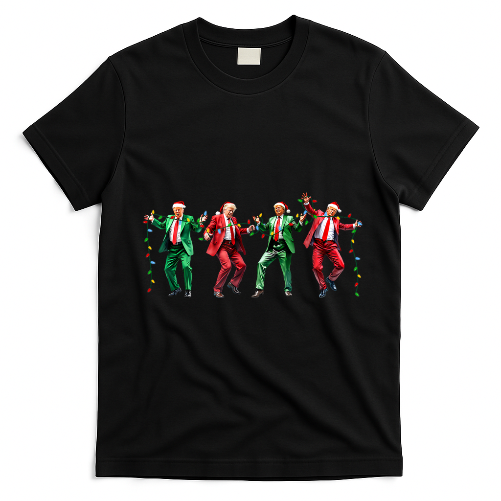 Funny Trump Dance Santa Claus Christmas T-Shirt - Black