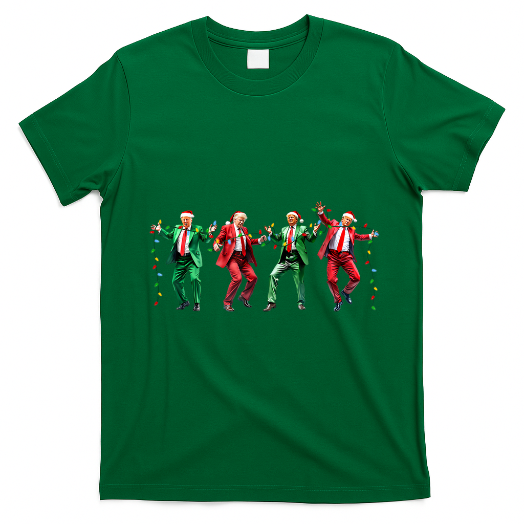 Funny Trump Dance Santa Claus Christmas T-Shirt - Irish Green