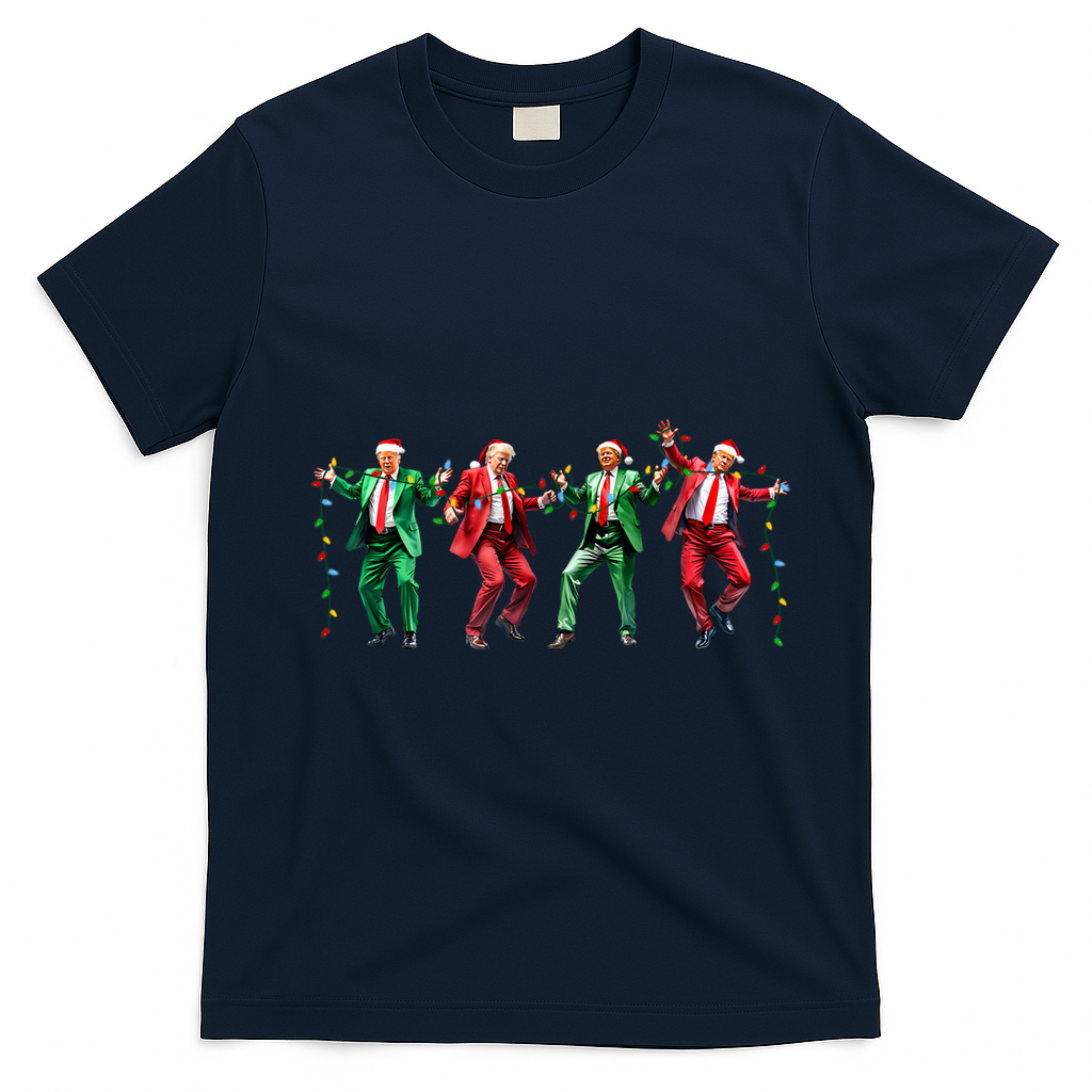 Funny Trump Dance Santa Claus Christmas T-Shirt - Navy Blue