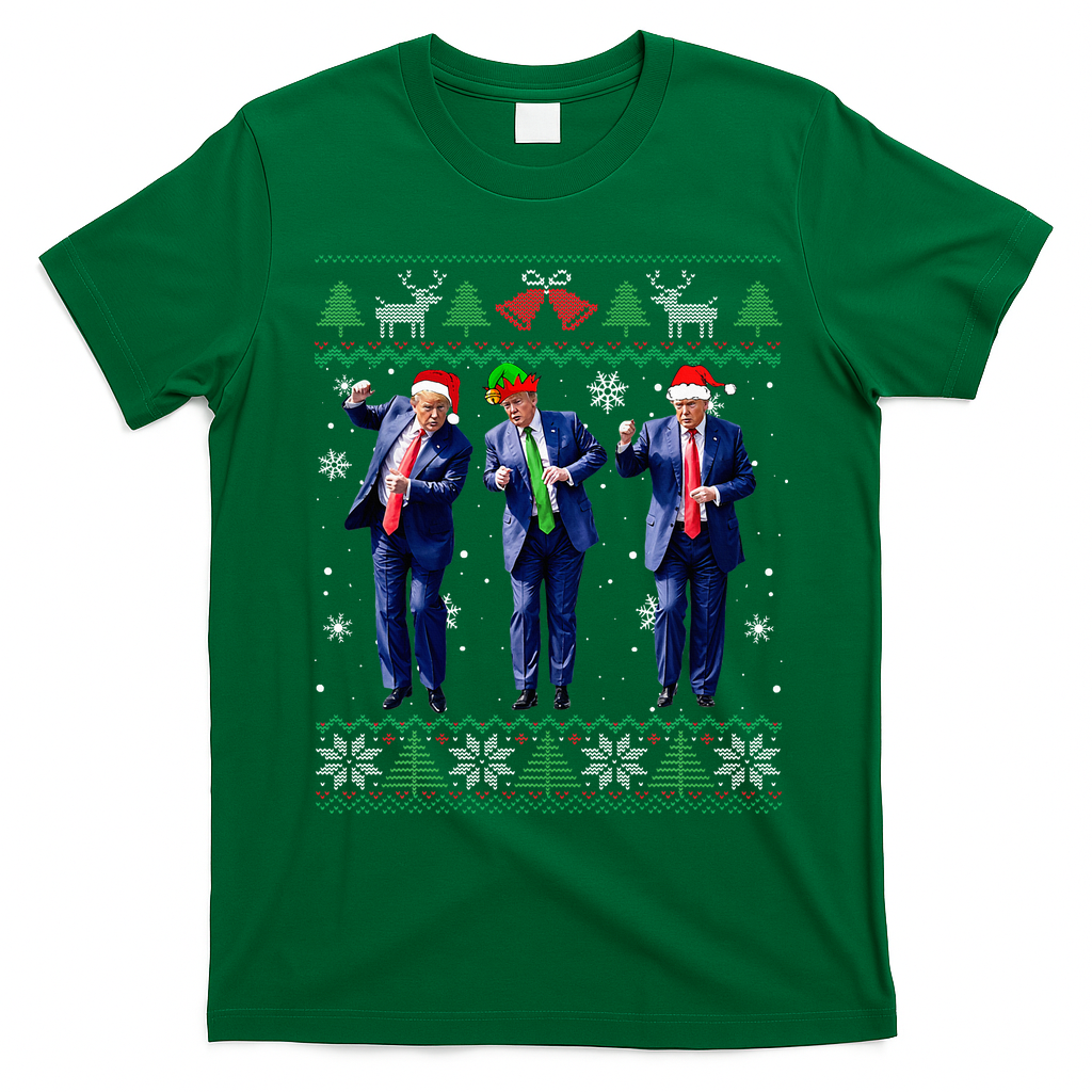 Funny Trump Dance Xmas President 47 Usa Christmas Ugly T-Shirt - Irish Green