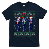 Funny Trump Dance Xmas President 47 Usa Christmas Ugly T-Shirt - Navy Blue