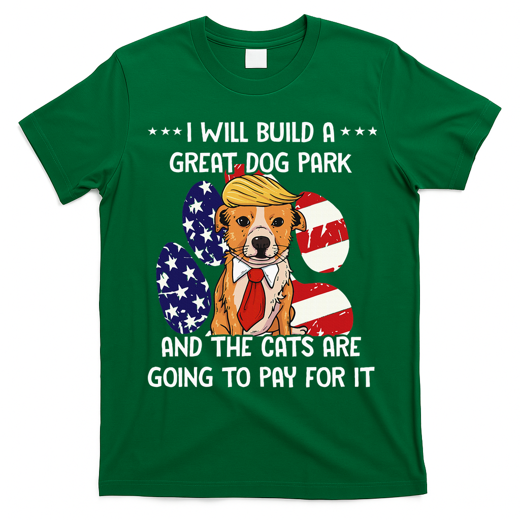 Funny Trump Dog T Build A Great Dog Park Political T-Shirt - Irish Green