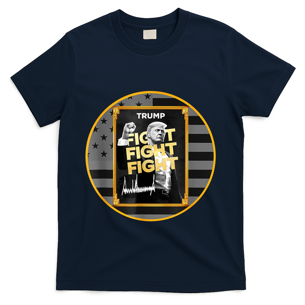Funny Trump Fight Meme Coin Crypto President T-Shirt - Navy